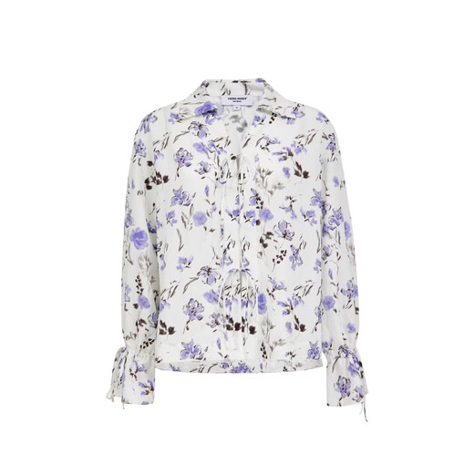 VEROMODA shirt women's 2026 spring new French printed lace-up loose shirt gentle and elegant white XS