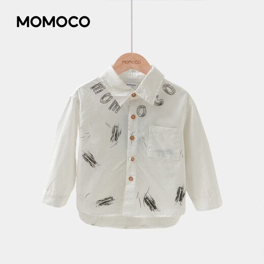 Mami Maka (MOMOCO) children's clothing boys' shirts 2026 spring fashion trendy shirts for middle and large children white 006 90