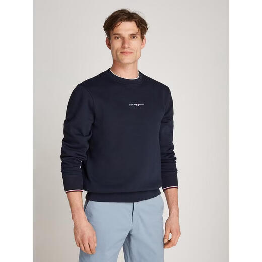 Tommy Hilfiger Tommy Hilfiger men's sweatshirt warm and comfortable cotton dark blue daily casual top simple 26 new marine one size fits all |