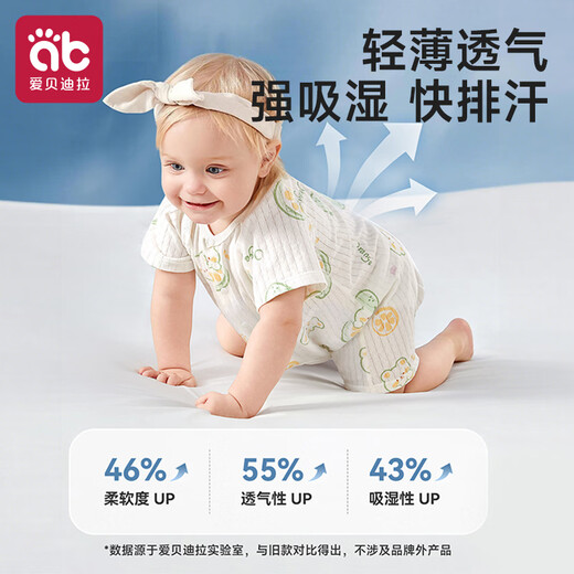 AIBEDILA baby clothes, summer thin short-sleeved big-butt pajamas, air-conditioned clothes for men and women, large open pant jumpsuit, U-shaped large open sleeping elephant 59cm (recommended 9-14 Jin Jin is equal to 0.5 kg)