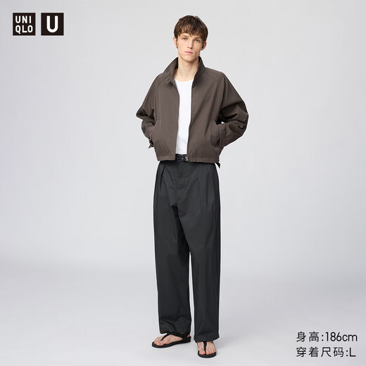 UNIQLO cooperation model/men's pleated wide-leg pants/wide-leg pants 484093 09 black 79/170/78A