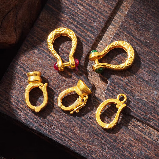 Fat Donglai same style K gold buckle head 18K gold accessories DIY ancient gold inlaid gem buckle handmade bracelet bracelet No. 4 18K gold fist buckle*1 about 0.3 grams