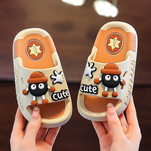 Children's slippers for boys and girls in summer new cute cartoon home soft bottom bathroom non-slip bathing baby slippers card color 16 cm inner length 24-25 sizes suitable for 2 and a half to 3 years old