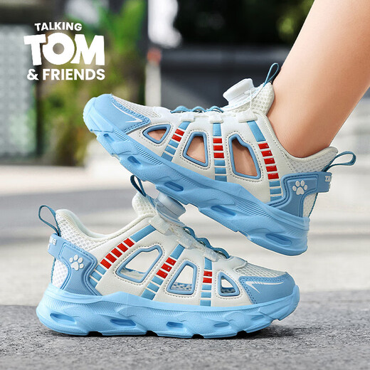 Tom Cat Children's Frame Shoes Boys' Sports Sandals 2026 Summer New Breathable Soft Soled River Tracing Shoes 5-7-15 Years Old XFL206 Baiyue 29 Shoe Inner Length 18.5cm