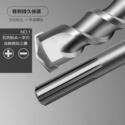 Drill bit set five-pit drill bit impact drill bit extended electric hammer drill bit 800-1m-1.5m-2m extended drill five-pit 25*1200