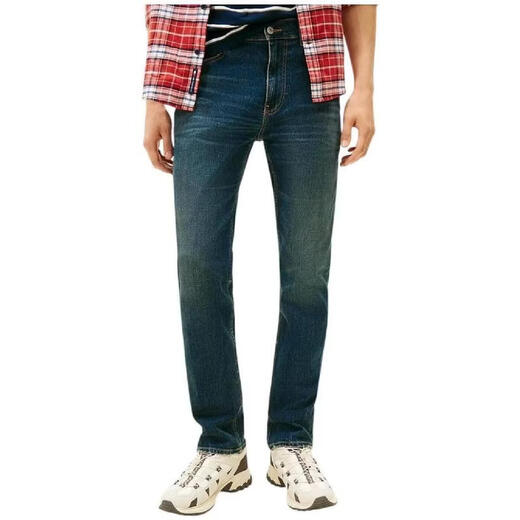 Tommy Hilfiger men's jeans wear-resistant stretch slim fit dark blue daily commuting men's versatile and simple Blue One size fits all | US 32 / 32