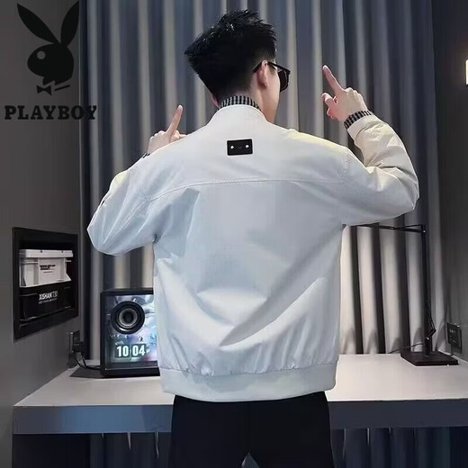 Playboy (PLAYBOY) Spring and Autumn Vacation Two-Piece Jackets Men's Small Stand Collar Clothes 2026 New Men's Tops Trendy Brand Jackets Brown Color M If the photo is wrong, please contact customer service for quick modification