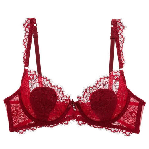 Victoria's Secret sexy ultra-thin lace underwear for women red zodiac year big breasts small pure lust bra set red single piece 70A 32/70A