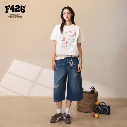 F426 City Hunter Series Summer New Cool Quick-Drying Antibacterial Graffiti Letters Short-Sleeved T-Shirt Off-White S