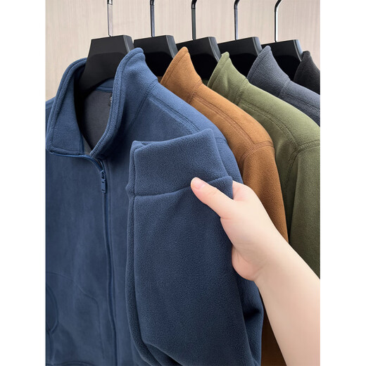 K-Boxing Men's Polar Fleece Men's Sweater Zippered Half Turtle Collar Autumn and Winter Fleece Cardigan Men's Warm Jacket Plus Velvet Thickened Top Gray M