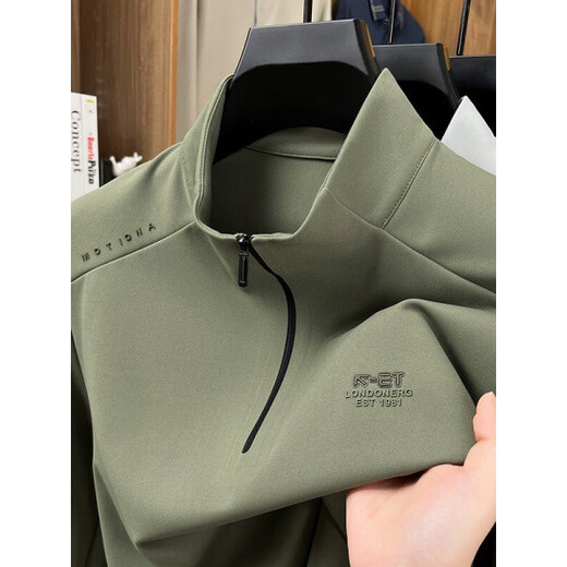 YISHion new half-zip sweatshirt men's stand-up collar jacket solid color 2025 new spring and autumn top sports outdoor cycling clothing dark gray GR-1203 M