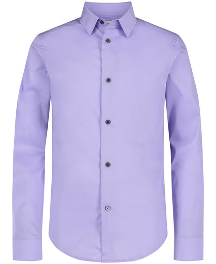 Calvin Klein Boys' Long Sleeve Slim Fit Dress Shirt, Button-Up Style with Cuffs and Round Shirt Hem, Lilac Lilac 18