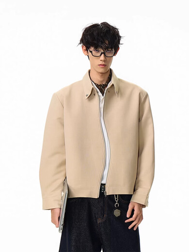 OEMG American design S zipper jacket men's spring and autumn niche short high-end fashion brand top loose jacket black high quality XL recommended 110-130Jin Jin equals 0.5 kg