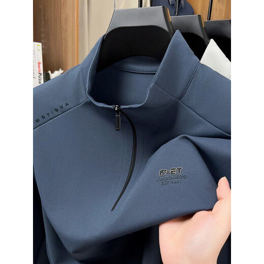 YISHion new half-zip sweatshirt men's stand-up collar jacket solid color 2025 new spring and autumn top sports outdoor cycling clothing dark gray GR-1203 M