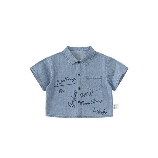 INSBOBO Boys' Shirts 2026 Summer New Children's Denim Shirts Boy's Good-looking Western Style Children's Clothes Summer Clothes Denim Stripes 90