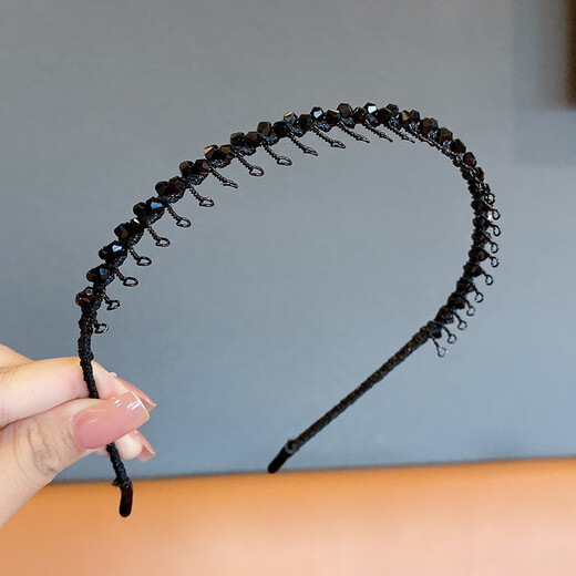 LEMIAO LEMIAO Light luxury rhinestone toothed anti-slip hairband bangs broken hair artifact versatile headband hairpin princess style champagne color A05-302