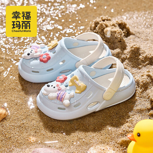 Happy Mary 2026 New Girls' Croc Shoes Princess Cute Indoor Bathing Slippers Soft Bottom Toe Beach Shoes for Outerwear Summer Blue 37 Inner Length 24cm (240) Suitable for Feet Sizes 37-38