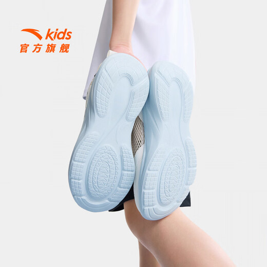 ANTA children's sports shoes, men's and women's running shoes, 26 summer new breathable mesh comfortable lace-up lightweight running shoes, men's chalk/ivory white/Jingmo blue-3 33