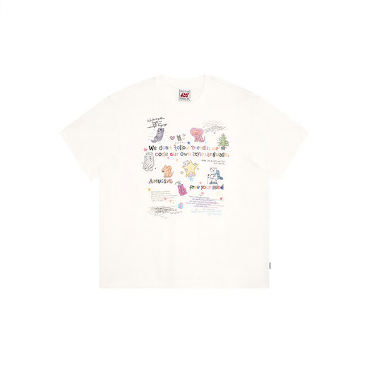 F426 City Hunter Series Summer New Cool Quick-Drying Antibacterial Graffiti Letters Short-Sleeved T-Shirt Off-White S