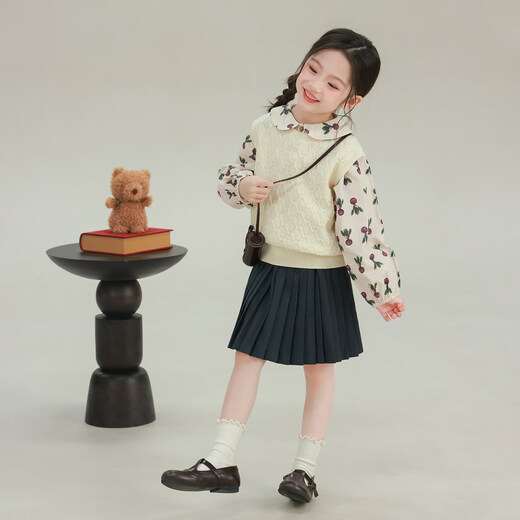 UTOUTO Big Ear Elephant Girls Carrot Lapel Long Sleeve Shirt 2026 Spring New Baoer Pure Cotton Casual Doll Collar Top Dark Apricot Ready Stock 100