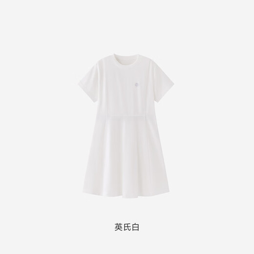 YEEHOO children's skirt girls summer short-sleeved round neck casual cotton dress girl baby 26 new sports skirt Ying's white 110 cm