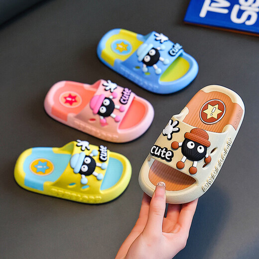 Children's slippers for boys and girls in summer new cute cartoon home soft bottom bathroom non-slip bathing baby slippers card color 16 cm inner length 24-25 sizes suitable for 2 and a half to 3 years old