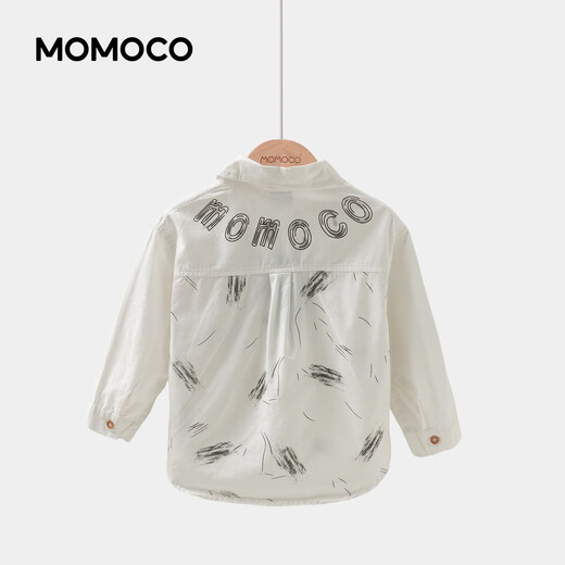 Mami Maka (MOMOCO) children's clothing boys' shirts 2026 spring fashion trendy shirts for middle and large children white 006 90