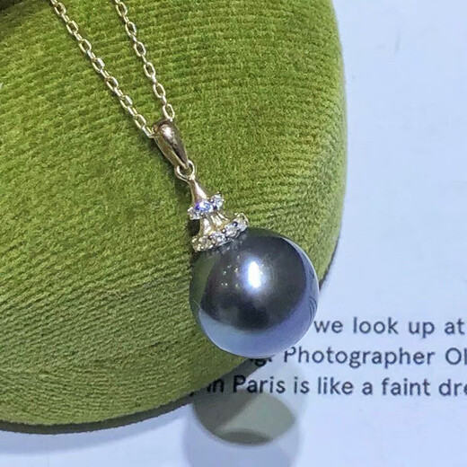 Jingruo Jennifer Jewelry 10-11mm perfect round Tahitian seawater black pearl pendant 925 silver temperament personality necklace