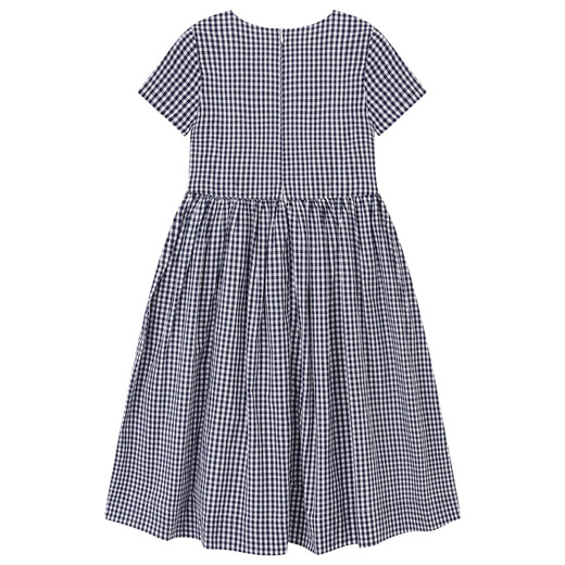 ELLE KIDS children's clothing plaid short-sleeved dress girls summer new shoulder round neck A-line mid-length skirt