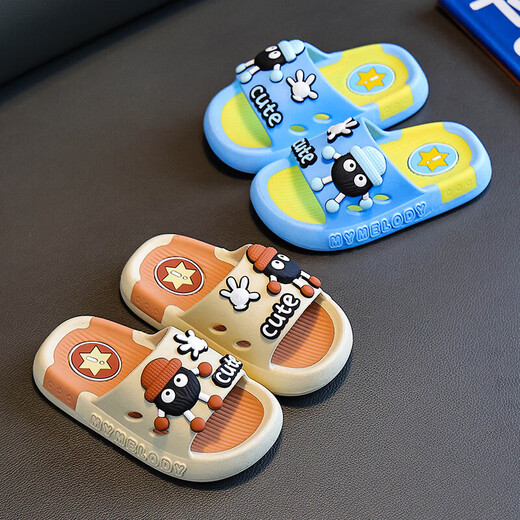 Children's slippers for boys and girls in summer new cute cartoon home soft bottom bathroom non-slip bathing baby slippers card color 16 cm inner length 24-25 sizes suitable for 2 and a half to 3 years old