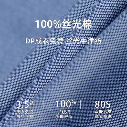 Shanshan (FIRS) mercerized cotton DP no-iron shirt men's long-sleeved new casual business high-end pure cotton shirt blue gray 41