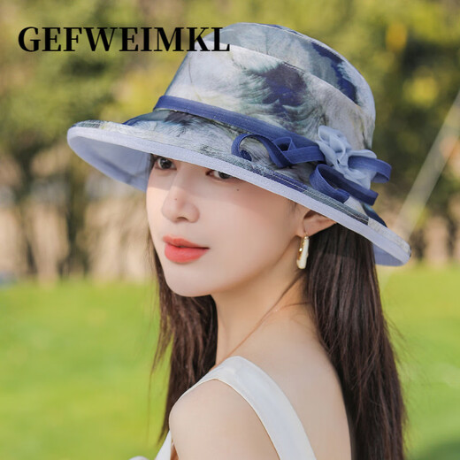 GEFWEIMKL high-end mulberry silk fisherman hat women's thin summer silk sunshade fisherman hat versatile breathable sun hat for women beige M (56-58cm)