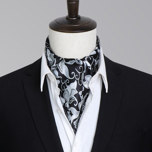 Men's silk scarf, men's silk scarf, silk scarf, small square scarf, suit shirt collar scarf, neck suit scarf, business Great Wall pattern-grey orange