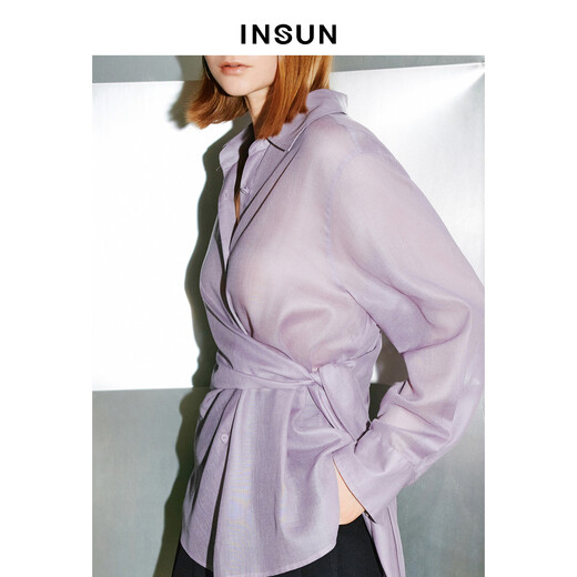 INSUN 2026 spring double-wear access control design waist slimming long-sleeved shirt lavender purple S