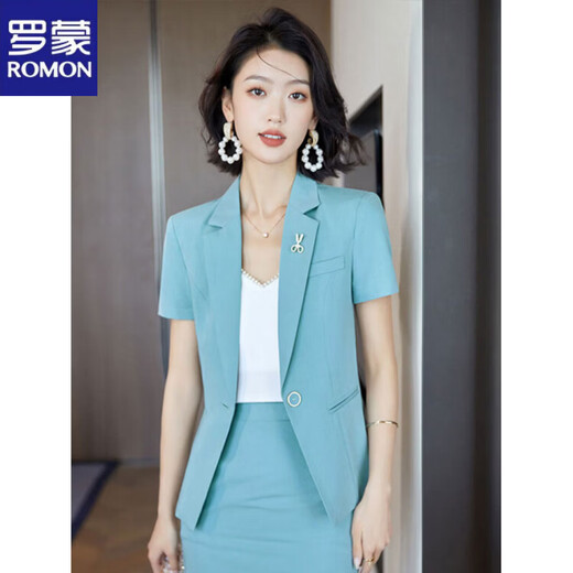 ROMON Фиолетовый костюм женский, лето 2026, с коротким рукавом, новый высококачественный темпераментный маленький профессиональный костюм, куртка, фиолетовый костюм + фиолетовая юбка S