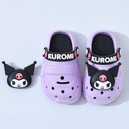 Candy Sanrio Melody Children's Hole Slippers Summer Cute Non-Slip Outerwear for Boys and Girls Children's Baotou Sandals Purple Kurome Size 24/25 (Shoe Inner Length 15CM)