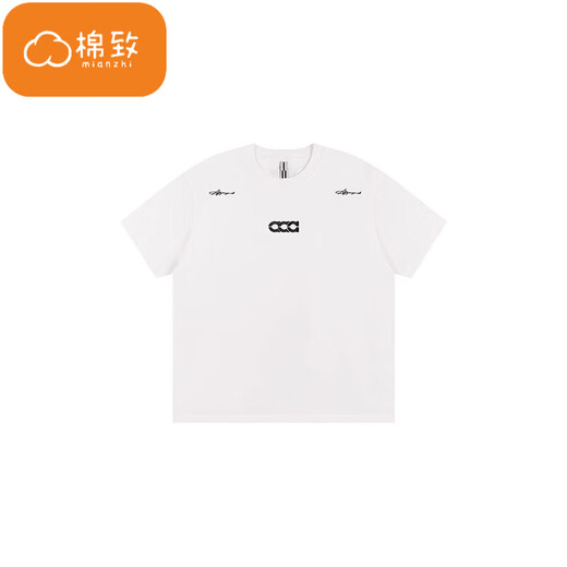 Cotton heavyweight American embroidery short-sleeved men's T-shirt summer new bottoming shirt loose high street trendy half-sleeved clothes 3295 white gray high quality XL 120-140Jin Jin equals 0.5 kg