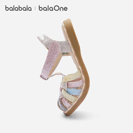 BalaOne children's shoes children's sandals girls' shoes 2026 summer new colorful casual shoes floral white tone 00301 21 (foot length 12.8-13.2/inner length 14.1)