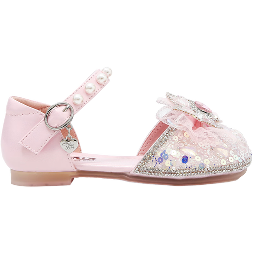 Tianmiyi Children's Shoes Girls Sandals 2026 Summer New Soft Sole Comfortable Sweet Versatile Princess Shoes Crystal Fashion Shoes Pink 28