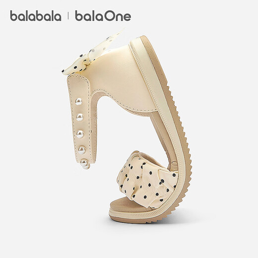 BalaOne children's shoes children's sandals girls 2026 summer new pearl polka dot casual shoes off-white tone 10302 26 (foot length 15.8-16.2/inner length 16.9)