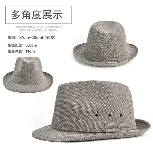 SOMUBAY (SOMUBAY) Spring and Summer Hat Men's Thin Middle-aged Dad Hat Sun Shade Sunscreen Hat Spring and Autumn Old Man Grandpa Jazz Hat Linen Light Gray Size 59