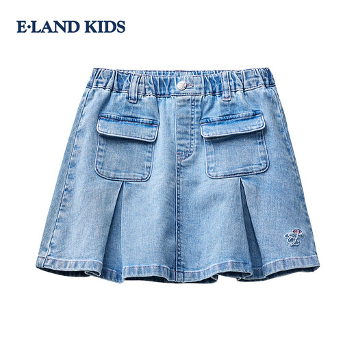 E LAND KIDS children's clothing girls' skirt 26 spring new arrival college style denim short skirt embroidered skirt L/Indigo denim blue/56 120