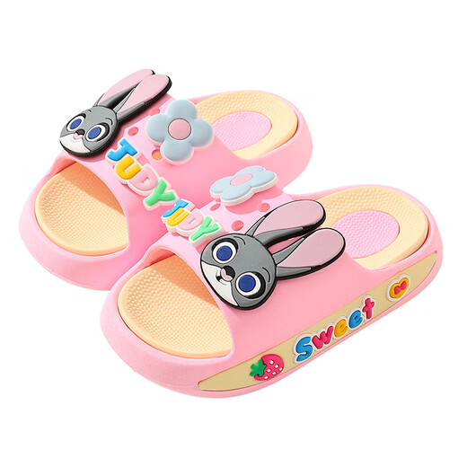 Yunyouli Judi Nick co-branded children's summer slippers, non-slip, wear-resistant, indoor and outdoor cartoon home slippers for children, pink, size 32-33, inner length 20cm