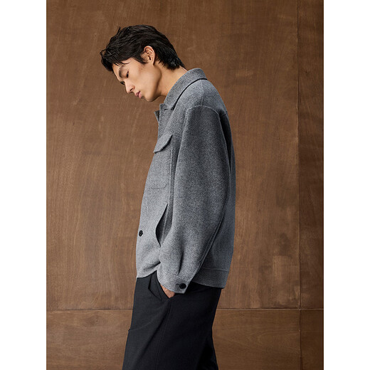 GXG Men's Wear Shopping Mall Same Style Two-Color Gradient Short Coat 2025 Winter New Arrival G25X064018 Medium Gray XL