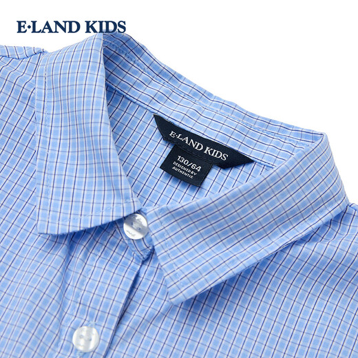 E LAND KIDS children's clothing girls' shirt dress 26 summer new college style lapel plaid dress D/Beige dark beige/37 160