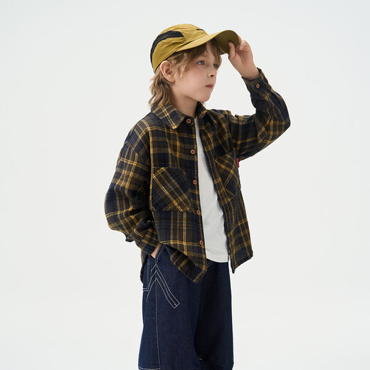 Montagut Children's Korean Style Casual Loose Outdoor Versatile Long Sleeve 2026 Middle and Large Children's Spring and Autumn New Classic Plaid Shirt