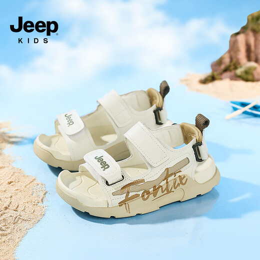 JEEP children's shoes 2025 summer new style comfortable and lightweight boys' sports sandals convenient Velcro girls' sandals 0822 gray blue 26 / inner length about 16.5cm