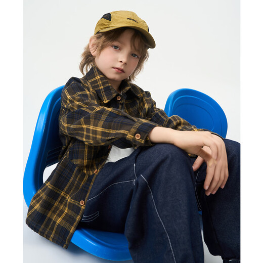Montagut Children's Korean Style Casual Loose Outdoor Versatile Long Sleeve 2026 Middle and Large Children's Spring and Autumn New Classic Plaid Shirt