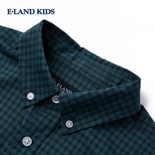 E LAND KIDSeland kids pedophile clothing boys' shirt plaid long-sleeved top green 150