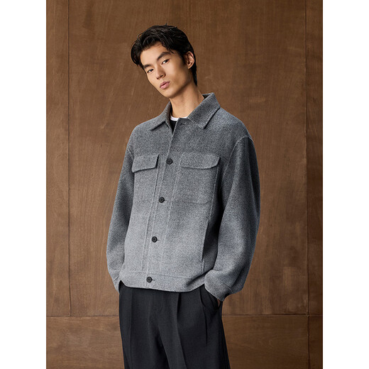 GXG Men's Wear Shopping Mall Same Style Two-Color Gradient Short Coat 2025 Winter New Arrival G25X064018 Medium Gray XL